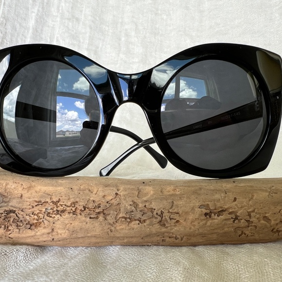 Zac Posen “Leona” Cat Eye Sunglasses – Black Acetate - Super chic! - Picture 1 of 12